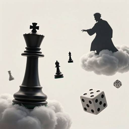 Epic Midair Chess Battle Scene