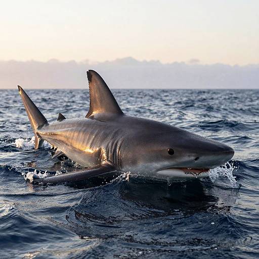 Shark Fin Cutting Through Ocean Waves