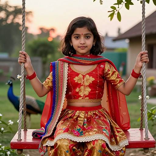 Traditional Indian Girl on Swing