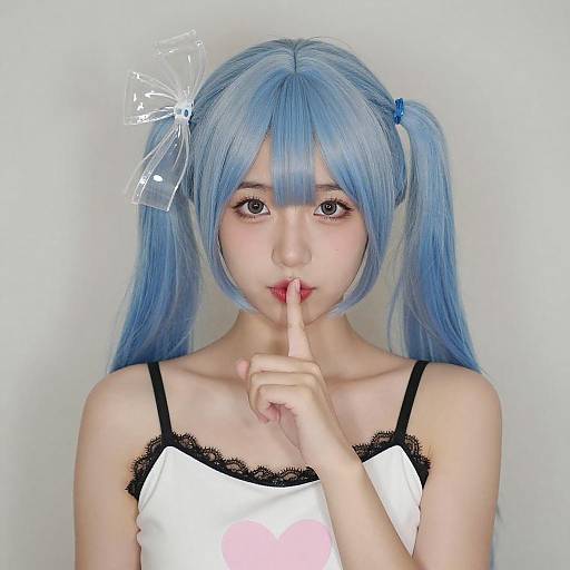 Asian Woman with Blue Twin-Tails