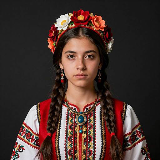 Photorealistic Portrait of Latinx in Folk Costume