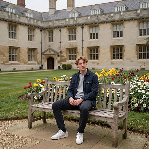 Fit European Man in Ivy League Courtyard