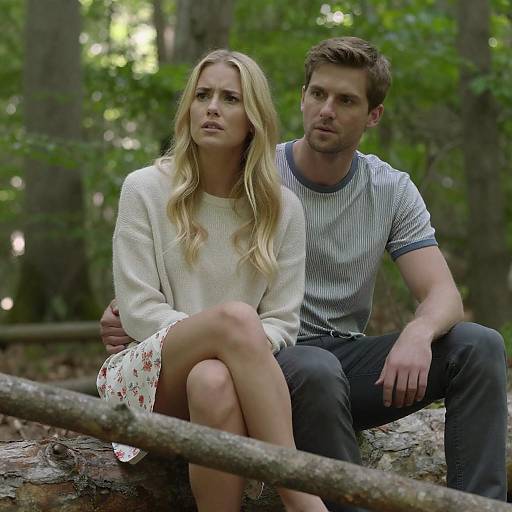 Couple Amidst Sunlit Forest Serenity