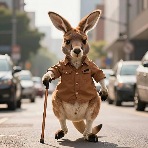 Determined Teenage Kangaroo in City