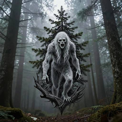 Wendigo Tattoo Sketch in Forest