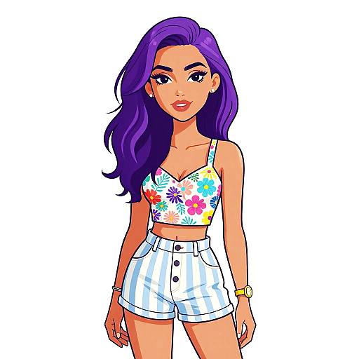 Casual Summer Woman in Floral Crop Top