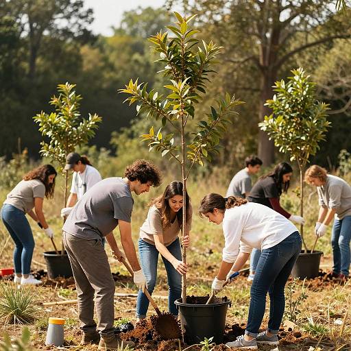 Community Tree Planting in Forest