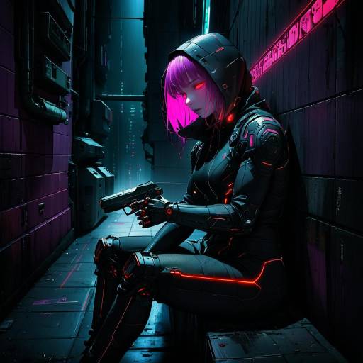 Neon Vigilante in a Cyberpunk Alley