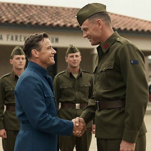Military Handshake in Movie Scene