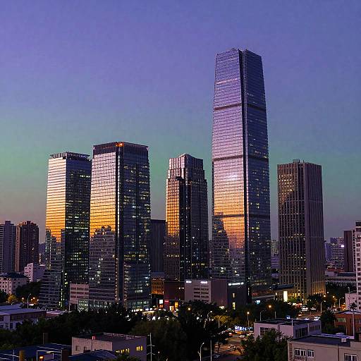 Futuristic Cyberpunk Cityscape at Dusk