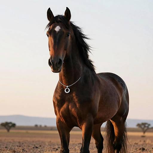 Powerful Black Stallion on Plains