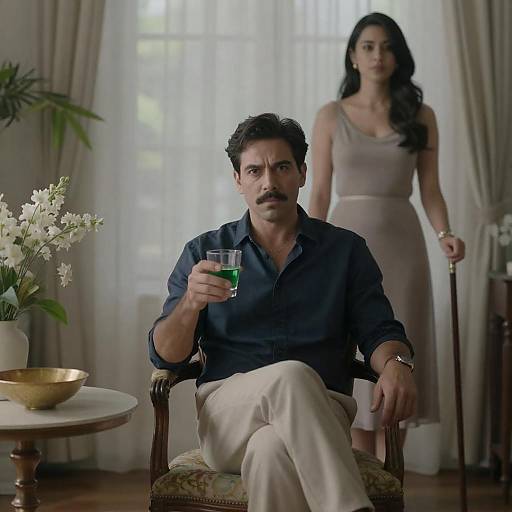 Elegant Portrait of a Serious Man and Woman