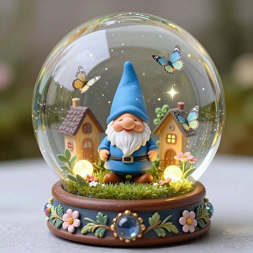 Whimsical Gnome Snow Globe Scene