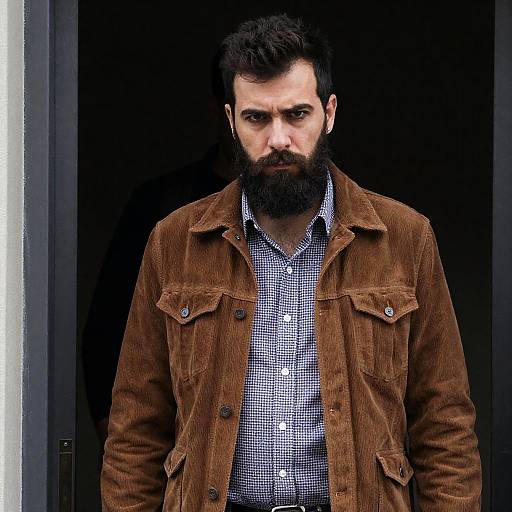 Intense Bearded Man in Doorway