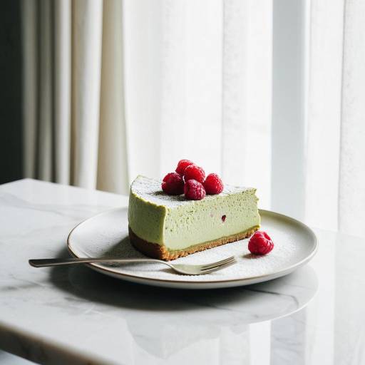 Elegant Matcha Cheesecake in Morning Light
