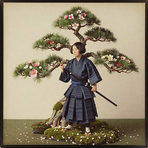 Bonsai Samurai in Floral Art