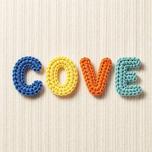 Intricate Crochet Text on Knitted Background