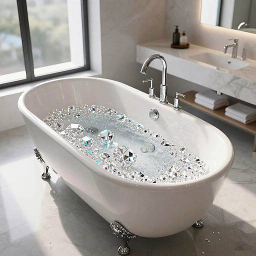 Opulent Bathtub Filled with Diamonds