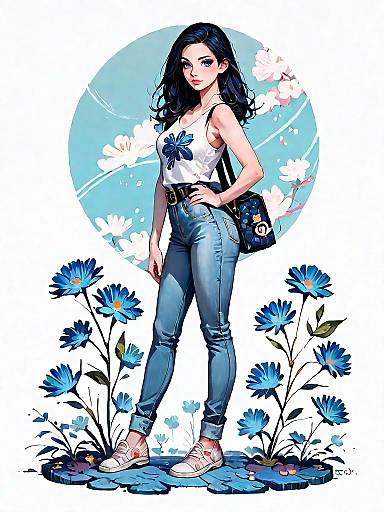 Chic Woman in Casual Pastel Outfit