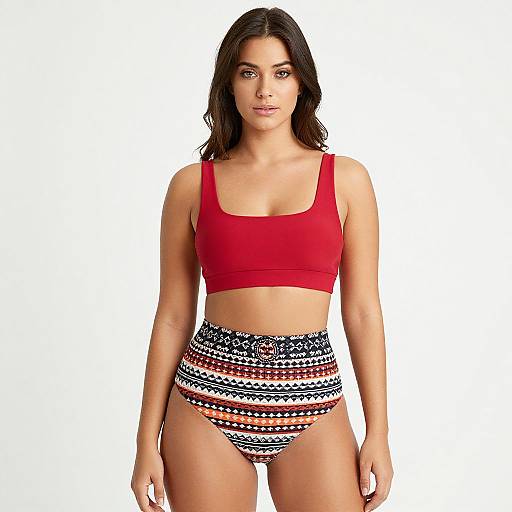 Contemporary Brick Red Swimwear