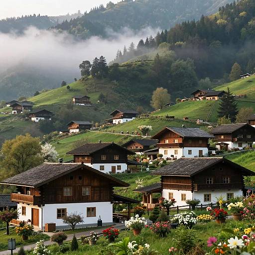 Serene Mountain Village Morning