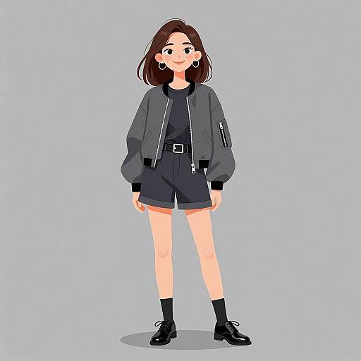 Smiling Woman in Casual Contemporary Outfit