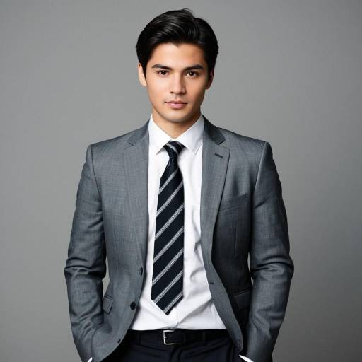 Young Man in Grey Suit and Tie