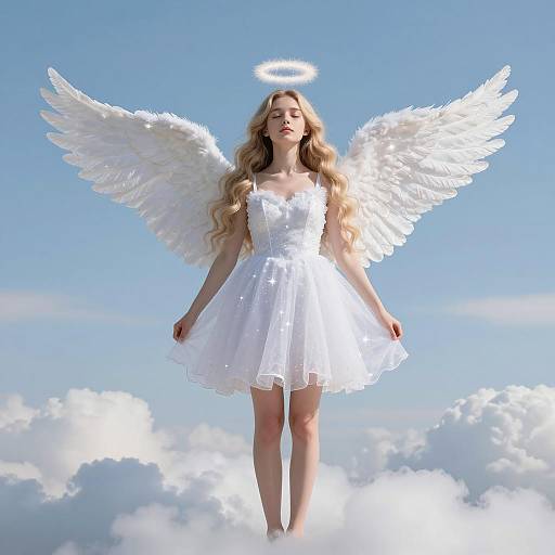 Angelic Girl with Feathered Wings