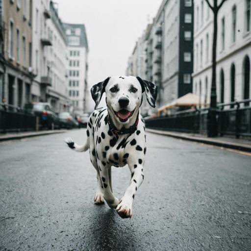 Dalmatian Running on City Street