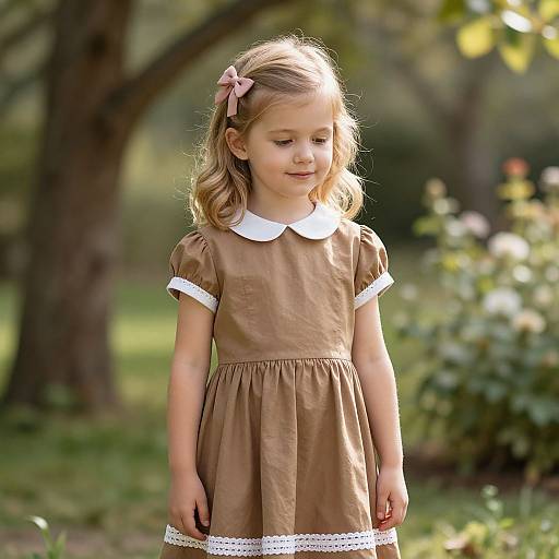 Serene Blonde Girl in Sunlit Garden