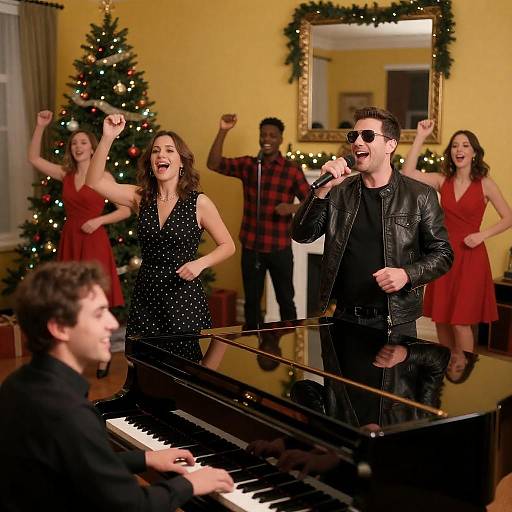 Joyful Christmas Musical Performance Scene