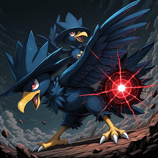 Illustration of Murkrow, pokemon in the style of Shin'ya (shin'yanchi)