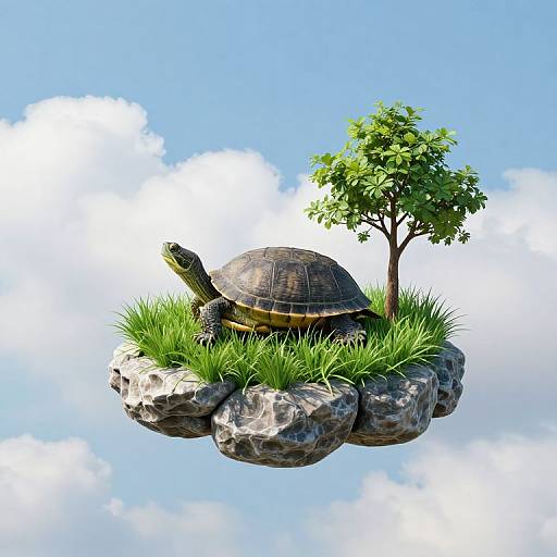 Stone Turtle on Floating Island