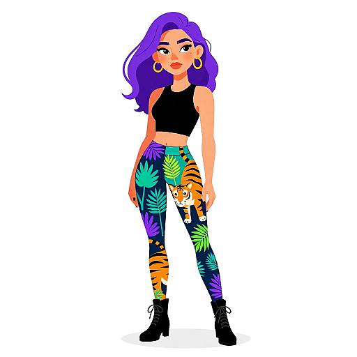 Eclectic Woman with Vibrant Forest Print