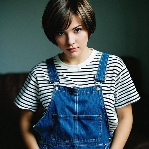 Realistic Boys Overalls Costume Portrait
