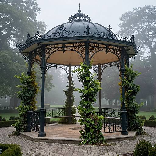 Victorian Wrought Iron Gazebo in Mist