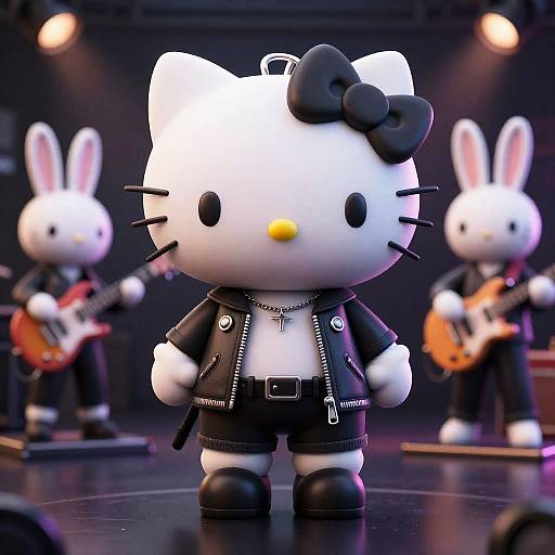 Cyberpunk Style Kitty Rockstar with Bunny Band