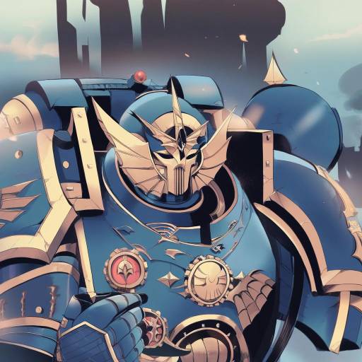 Illustration of Adeptus astartes, warhammer 40k in the style of Kirero