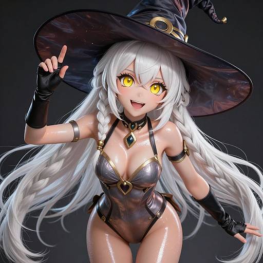 Hilda Witch with White Twin Braids