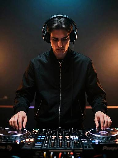 Moody Nightclub DJ with Turquoise Lighting