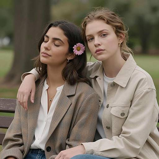 Serene Outdoor Portrait of Two Friends