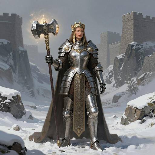 Regal Dwarven Queen-Warrior in Fantasy
