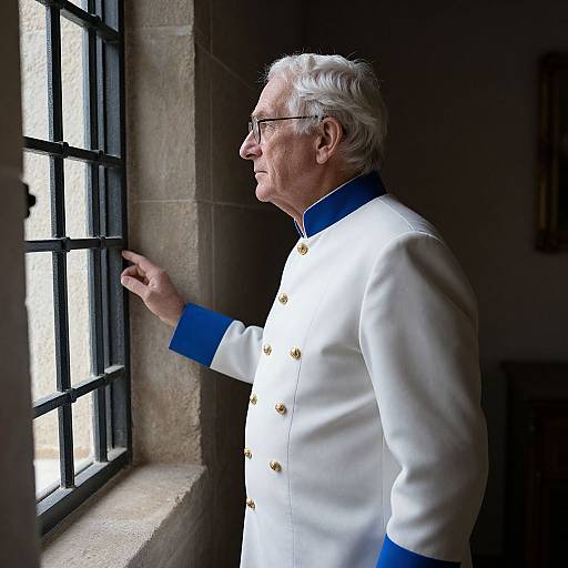 Elderly Man in Uniform by Window