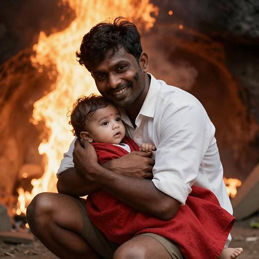 Smiling Father Rescues Baby From Fire