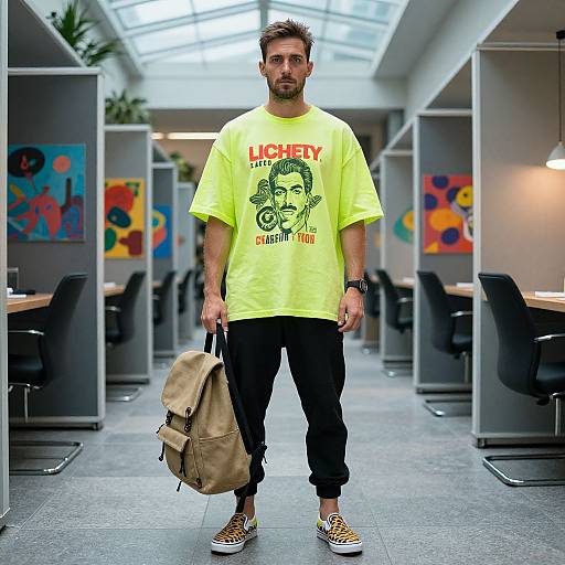 Confident Man in Neon Casual Wear