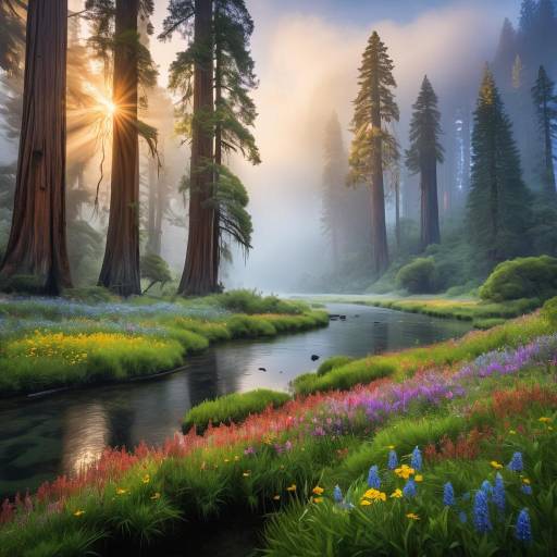 Serene Morning in Giant Redwood Forest Serene Morning in Giant Redwood Forest