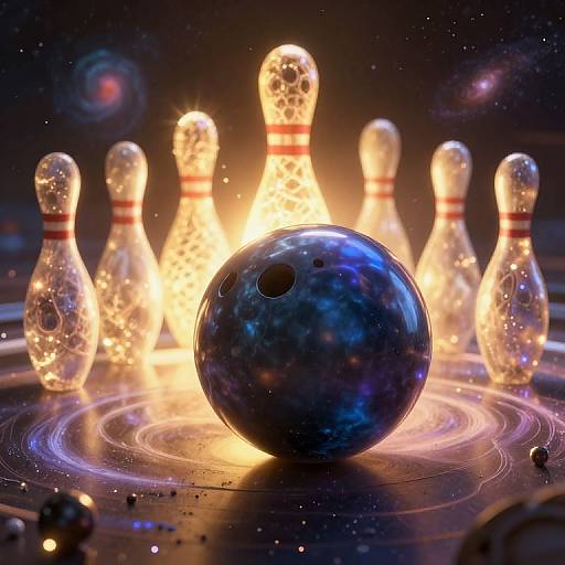 Cosmic 3D Bowling Galaxy Scene