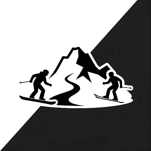 Black and White Skiing and Snowboarding Logo
