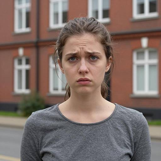 Worried Young Woman Outdoors