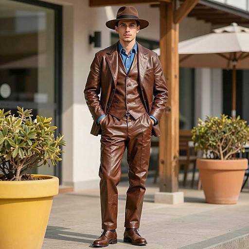 Stylish Young Man in Brown Suit